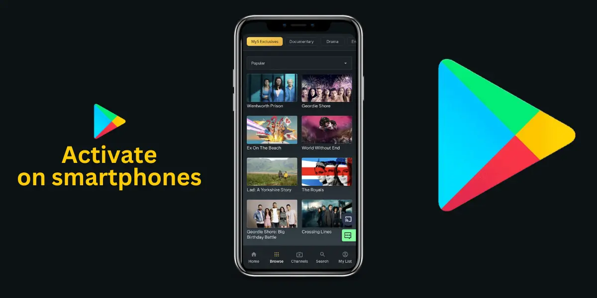 Activate My5.tv/activate on smartphones